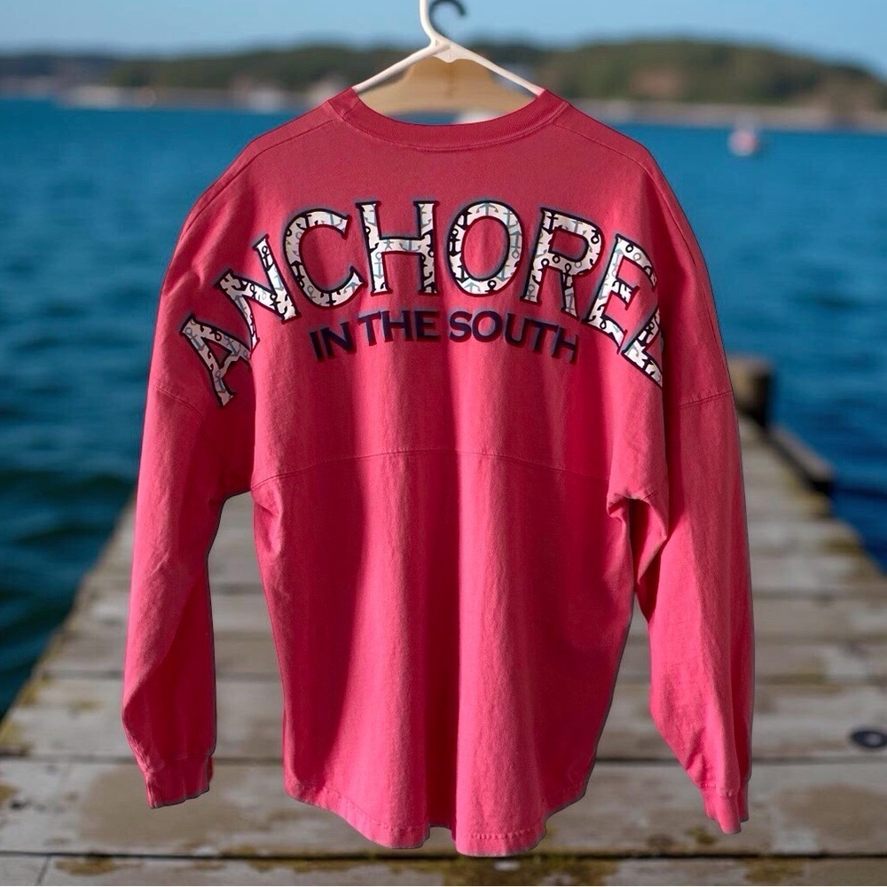 Spirit jersey - Anchored in the South Oversized Cotton Coastal Style Size M pink